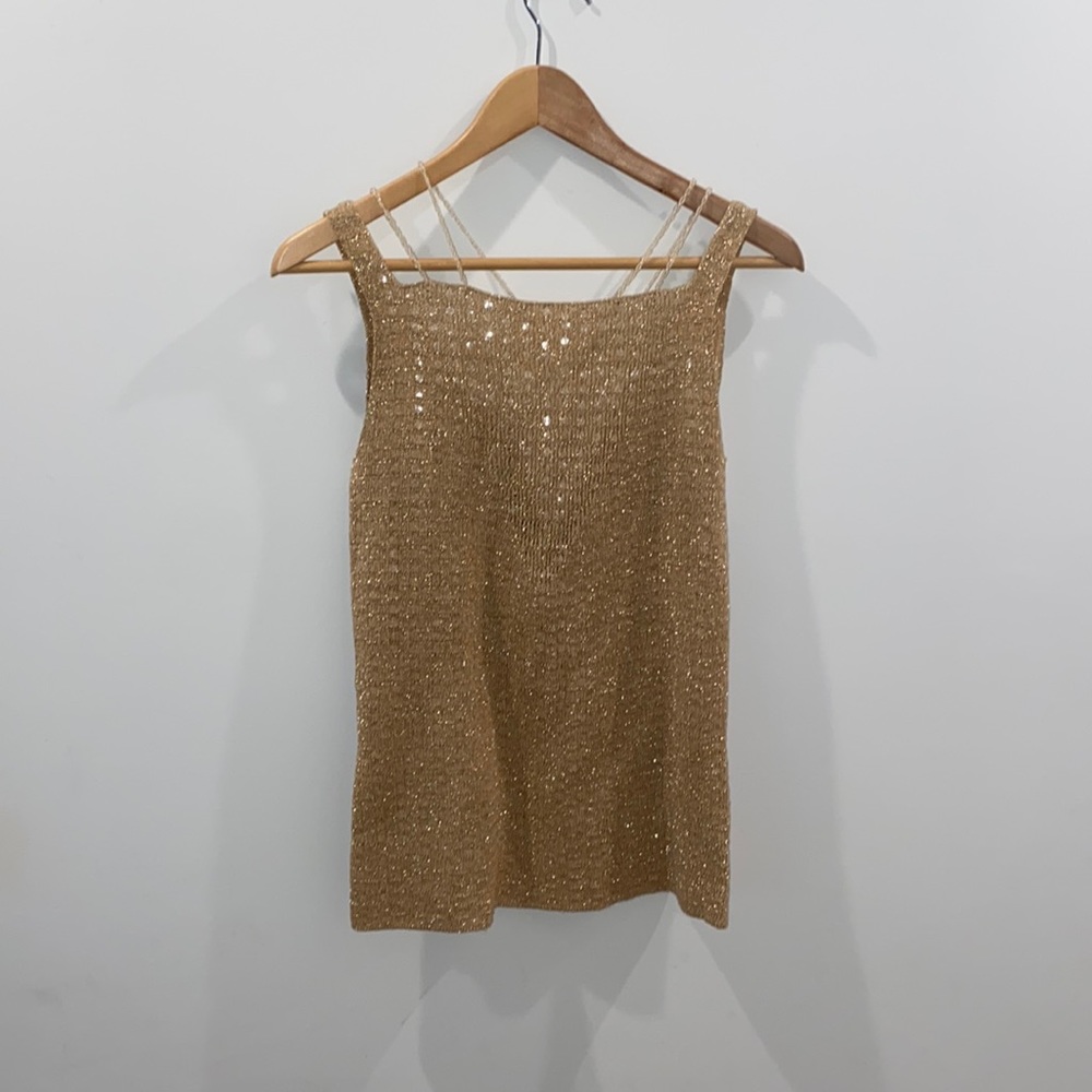 Dana Buchman Gold Sequin Camisole Tank Top